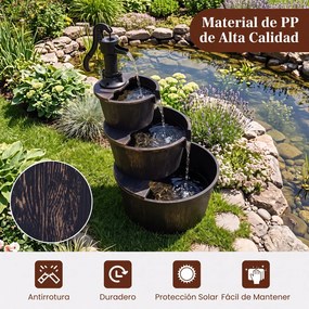 Fonte de Jardim de Três Níveis, 52 x 60 x 92,5 cm, Fluxo Regulável, Bronze