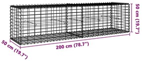 Cesto gabião com cobertura 200x50x50 cm ferro galvanizado