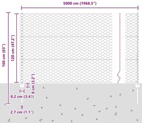 Postes de Cerca vidaXL 22 pcs U-Channel Cinza 120 cm Aço