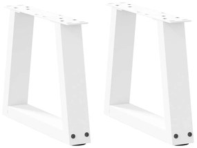 Mesa de jantar pernas 2pcs forma de V 30x(30-31,3)cm aço branco