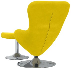 Poltrona Egg vidaXL com Puff Veludo Amarelo