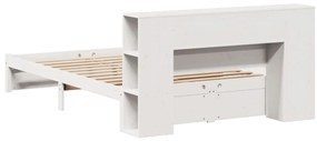Cama com estante sem colchão 120x190 cm pinho maciço branco