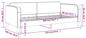 Sofá-cama 90x200 cm tecido cor creme