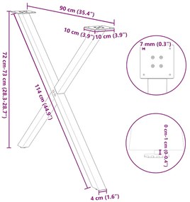 Pés para mesa de jantar em formato de X, 2 peças, antracite, 90x (72-7