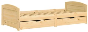 Sofá-cama com 2 gavetas 90x200 cm madeira de pinho maciça IRUN