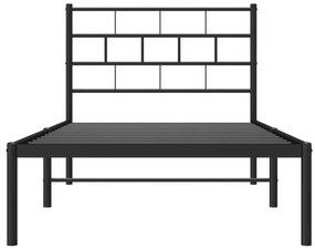 Estrutura de cama com cabeceira 90x200 cm metal preto