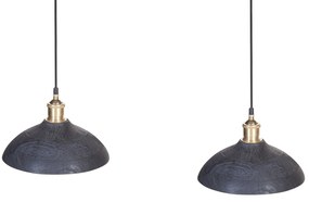 Candeeiro de teto para 2 lâmpadas em madeira preta CHEYYAR Beliani