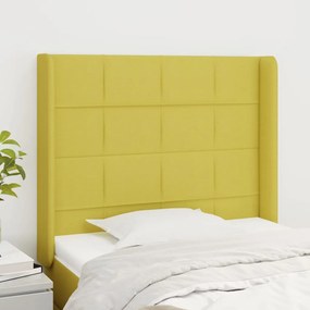 vidaXL Cabeceira de cama c/ abas tecido 83x16x118/128 cm verde