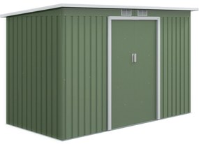 Outsunny Abrigo de Jardim 280x130x172cm Abrigo de Exterior de Aço Galvanizado com Porta Corredeira e Ventilações Verde Claro | Aosom Portugal