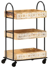 vidaXL Carrinho de cozinha 3 prateleiras 46x30x76 cm mangueira maciça