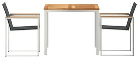 Conjunto de Jantar de Jardim 3 Peças em Madeira de Teak e Aço Inoxidáv