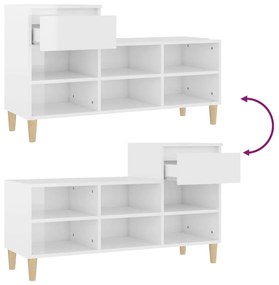 Sapateira 102x36x60 cm derivados de madeira branco brilhante
