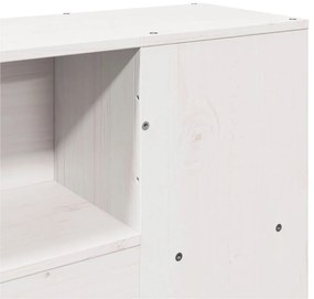 Cabeceira com arrumação 160 cm madeira de pinho maciça branco