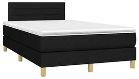 Cama box spring c/ colchão e LED 120x200 cm tecido preto