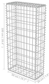 Muro gabião com tampas aço galvanizado 50x20x100 cm