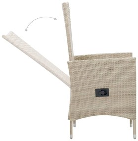 9 pcs conjunto jantar exterior com almofadões vime PE bege