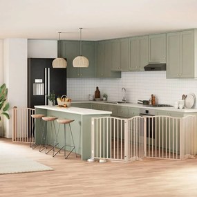 vidaXL Portão para cães com porta dobrável 6 painéis 480 cm álamo