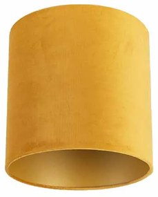 Abajur de veludo amarelo 25/25/25 com interior dourado