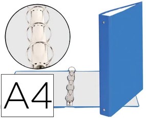 Pasta Exacompta de 4 Argolas 30mm Redondos Din A4 Cartão Forrado Azul Claro