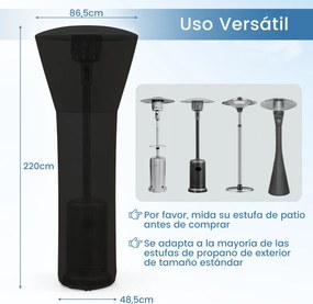 Capa para aquecedor de pátio 220 x 86,5 x 48,5 cm com fecho e bolsa de armazenamento impermeável, à prova de poeira, resistente ao vento, resistente,