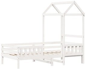 Estrutura de cama com telhado 90x190 cm pinho maciço branco