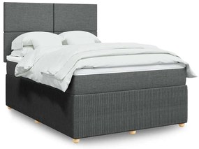 vidaXL Cama com molas/colchão 160x200 cm tecido cinzento-escuro