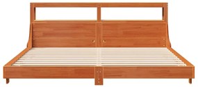 Cama sem colchão 200x200 cm pinho maciço castanho-mel