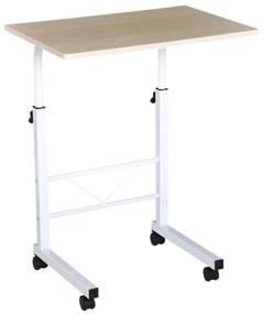 HOMCOM Mesa de computador para Hogar escritorio Altura Ajustável Mesa Compacta com Rodas 60x40x68-78cm Cor Branco