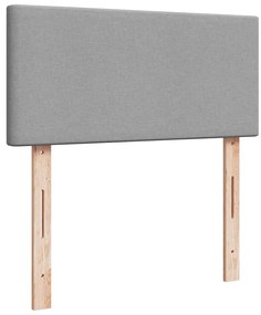 Cama Otomana com colchão &amp; LEDs 90x200 cm tecido cinzento claro