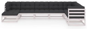 8 pcs conjunto lounge de jardim c/ almofadões pinho maciço