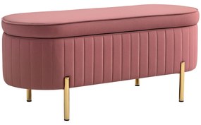 HOMCOM Banco Pé de Cama Estofado em Veludo Banco de Arrumação e Pés Dourado Banco para Entrada Dormitório 108x44x43,5 cm Rosa | Aosom Portugal