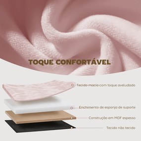 Puff de Arrumação Banco de Arrumação Dobrável 72 L 76x38x35 cm Estofado em Veludo Baú de Armazenamento Rosa