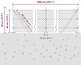 Conjunto de Postes de Cerca Prateado 10 x 0,4 m Aço Galvanizado