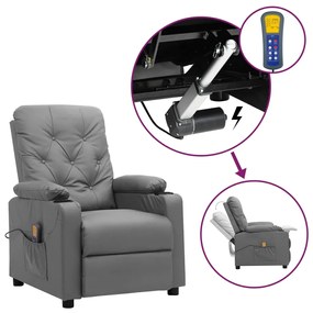 Poltrona de massagens elevatória couro artificial cinzento