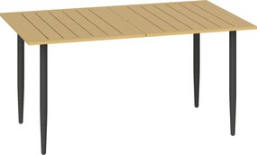 Outsunny Mesa de jardim 150x90cm, Mesa de varanda resistente às intempéries em aço, Mesa de varanda com orifício para guarda‑sol Marrom | Aosom Portugal