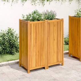 Vaso/floreira de jardim com forro 84x42x100 cm acácia maciça
