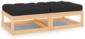 vidaXL Apoio de pés p/ jardim c/ almofadões 2 pcs pinho maciço