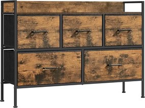 Cômoda com 5 gavetas de tecido para quarto | SONGMICS | 98,2 x 29 x 70 cm | LTS135B01.