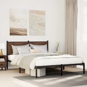 Estrutura de cama sem colchão 140x190cm metal carvalho castanho