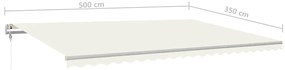 Toldo retrátil manual com postes 5x3,5 m cor creme