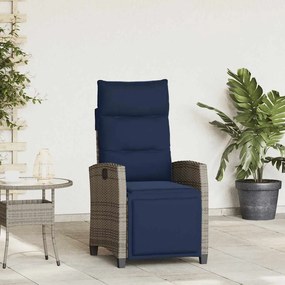 vidaXL Cadeira de jardim reclinável com mesa de apoio vime PE cinzento