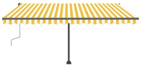 Toldo retrátil manual com LED 400x300 cm amarelo e branco