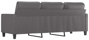 Sofá de 3 lugares 180 cm couro artificial cinza