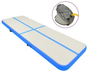 Colchão de ginástica insuflável c/ bomba 300x100x20 cm PVC azul