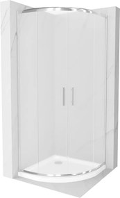Mexen Rio cabine de duche semicircular 80 x 80 cm, fosco, cromado + base de duche Flat, branco - 863-080-080-01-30-4110