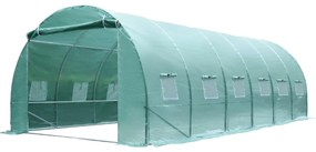 Túnel de Estufa de Jardim para Plantas e Vegetais de Culturas com 12 Janelas de PE Capa 140g / ㎡ e estrutura de aço - 6x3x2m