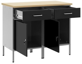 Gabinete de Trabalho vidaXL 2 pcs Preto e Cinza em Madeira Engenharia