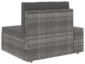 7 pcs conjunto lounge de jardim vime PE cinzento
