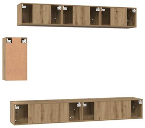 Conjunto de móvel de TV com gaveta com prateleira 6 pcs carvalho artis