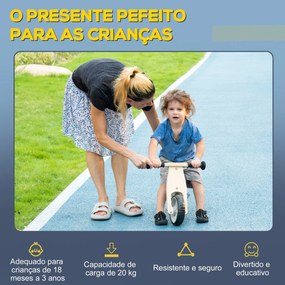 AIYAPLAY Bicicleta sem Pedais de Madeira para Crianças acima de 18 Meses com Assento de 22cm Bicicleta de Equilíbrio Infantil Carga Máxima 20kg Estilo